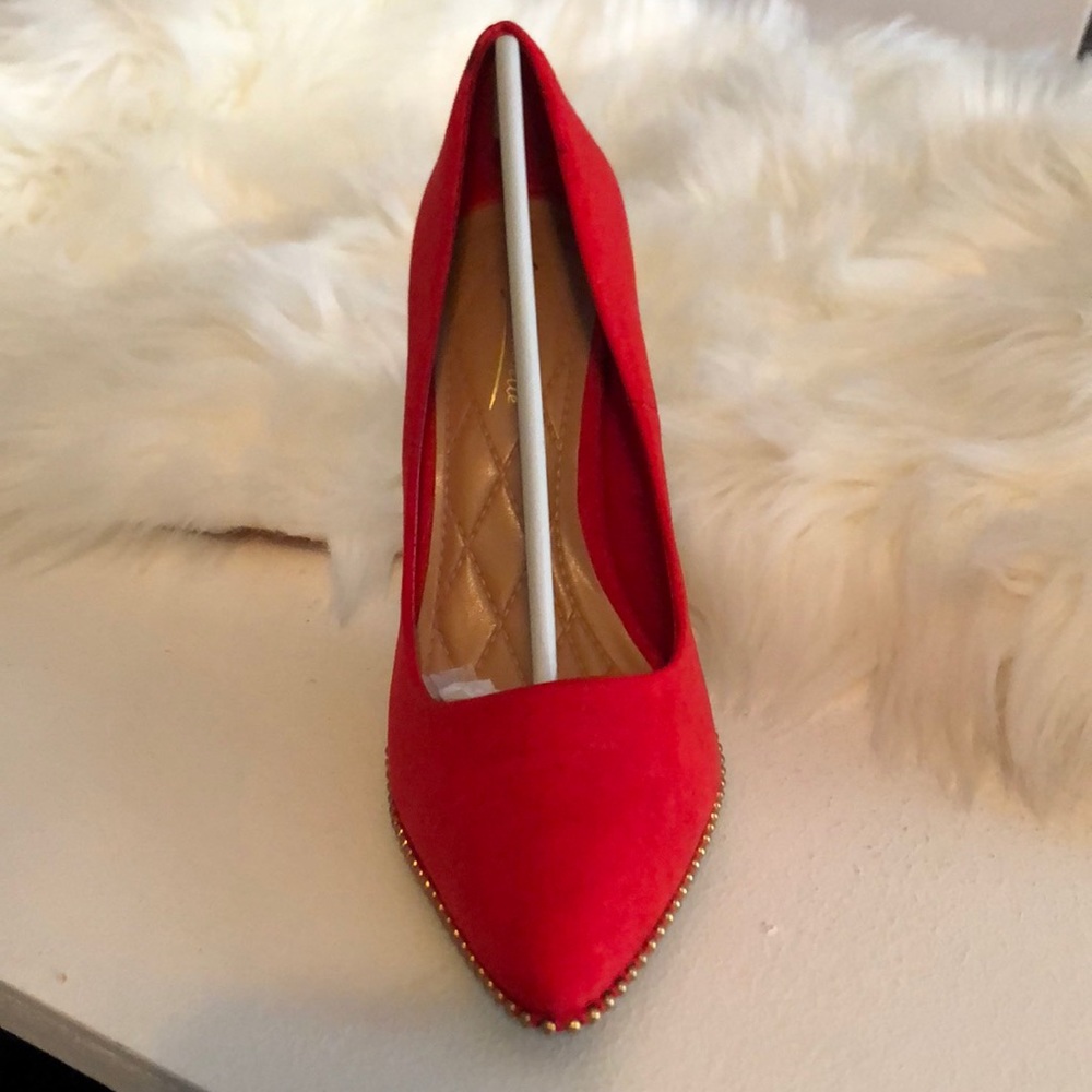 Red Studded Pumps - Picture 2 of 3